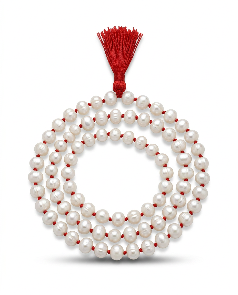White Beaded Mala
